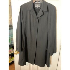 London Fog Womens Black Waterproof Breathable Trench Coat Jacket Size L Large